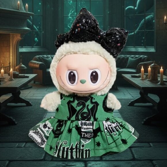 Labubu Harry Potter Slytherin Inspired Dress with Snake Metallic Bow Outfit - Picture 1 of 7